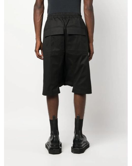 Rick Owens Black Drawstring Drop-Crotch Shorts for men