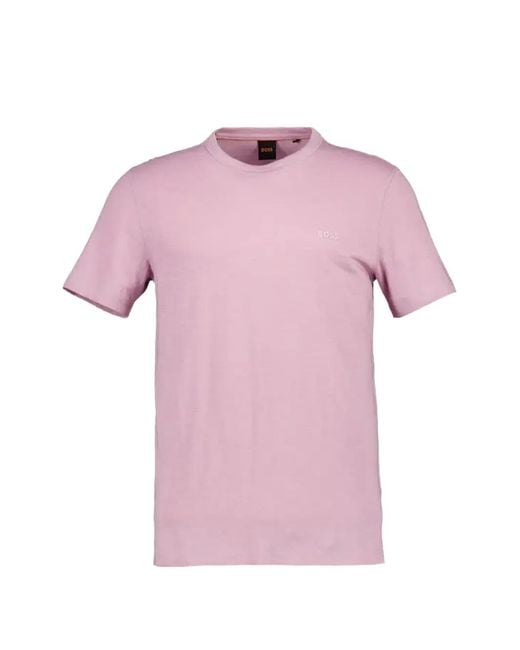 Boss Pink Crew-Neck T-Shirt for men