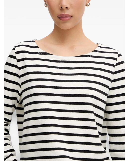 Marc O' Polo White Horizontal-Stripe Long-Sleeve T-Shirt