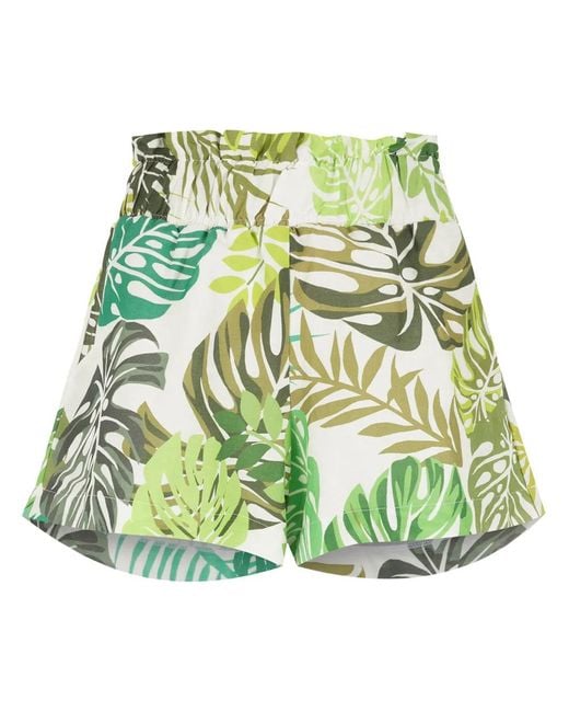 Amir Slama Green Palm Leaf Print Shorts