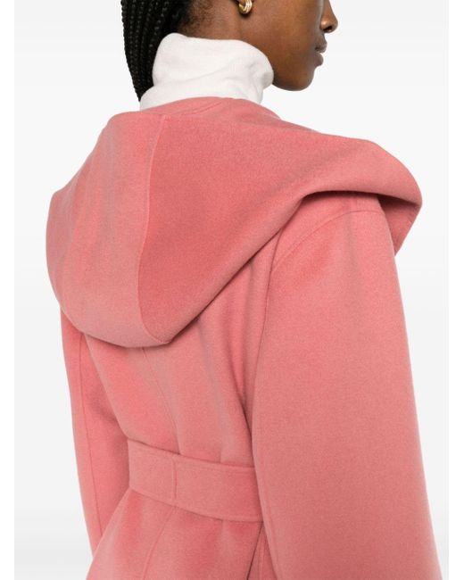 Max Mara Pink Priscilla Belted Hooded Coat