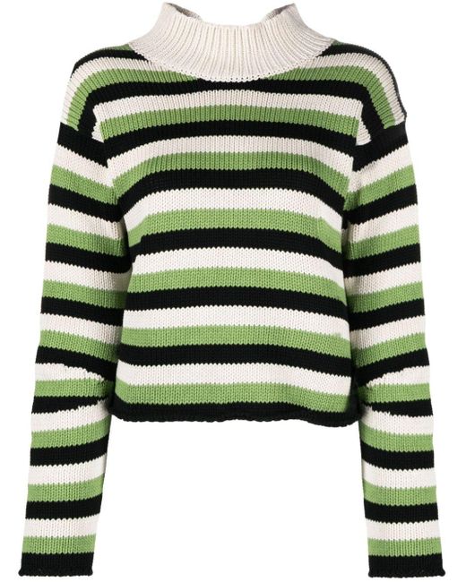 Marni Green Striped Crochet-knit Jumper