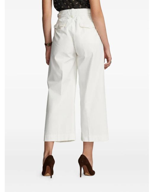 RRL White Pleated Wide-Leg Trousers