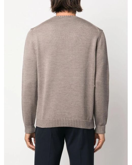Zanone Gray Knitted Crew-Neck Jumper for men