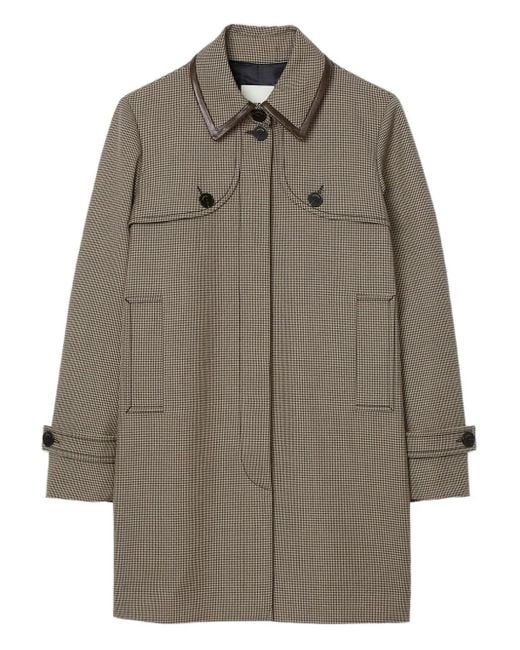 Sandro Gray Check-Print Trench Coat