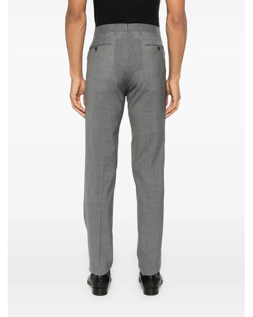 PT Torino Gray Virgin-Wool Trousers for men