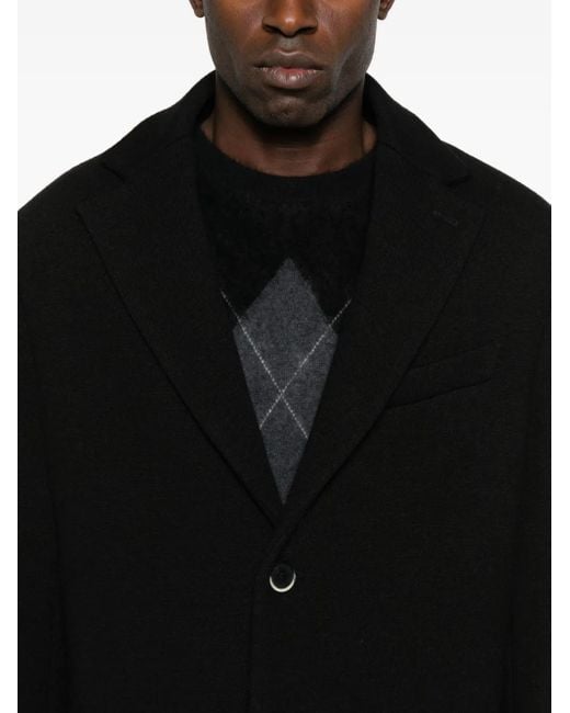 Barena Black Single-Breasted Long-Sleeve Coat for men