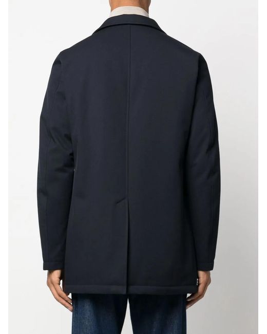 Herno Blue Quilted Double-Breasted Coat for men