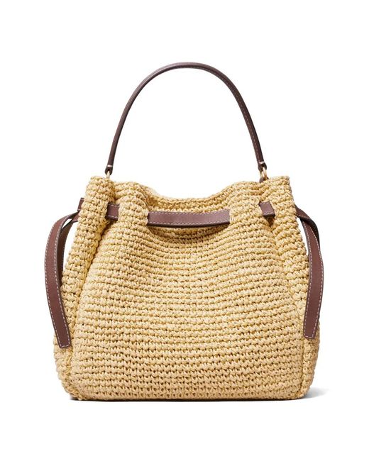 Tory Burch Metallic Romy Woven Bucket Bag