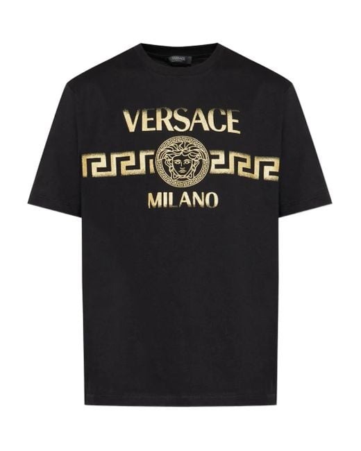 T-Shirt En Coton À Imprimé Medusa Versace pour homme en coloris Black