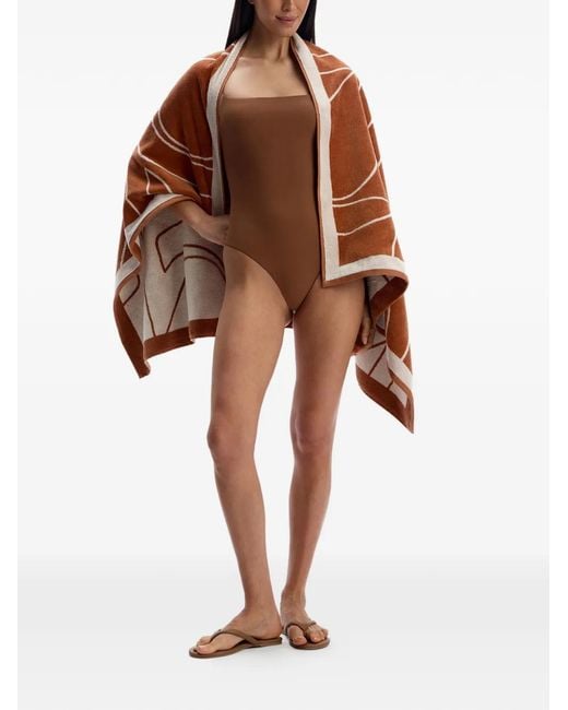 12 STOREEZ Brown Open-Back Swimsuit