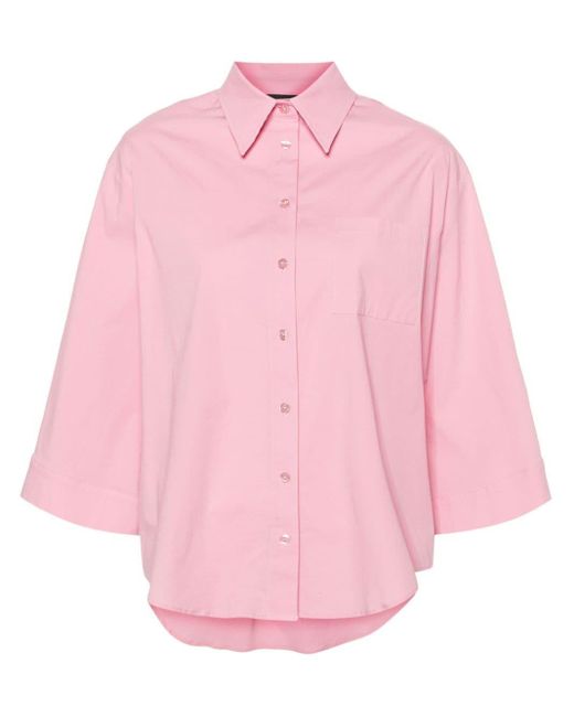 FEDERICA TOSI Pink Straight-collar Cotton Shirt