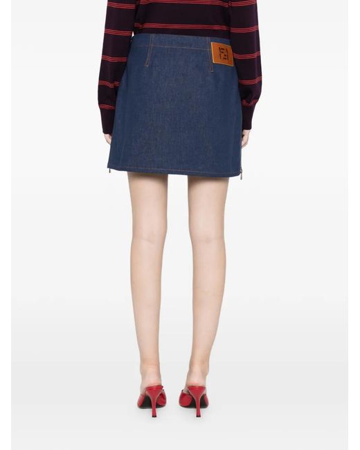 Fendi Blue Mini Denim Skirt