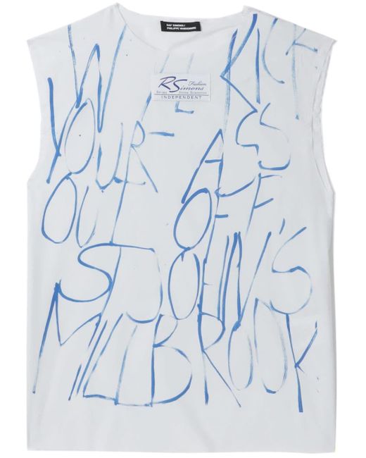 Raf Simons Blue Text-print Cotton Tank Top for men