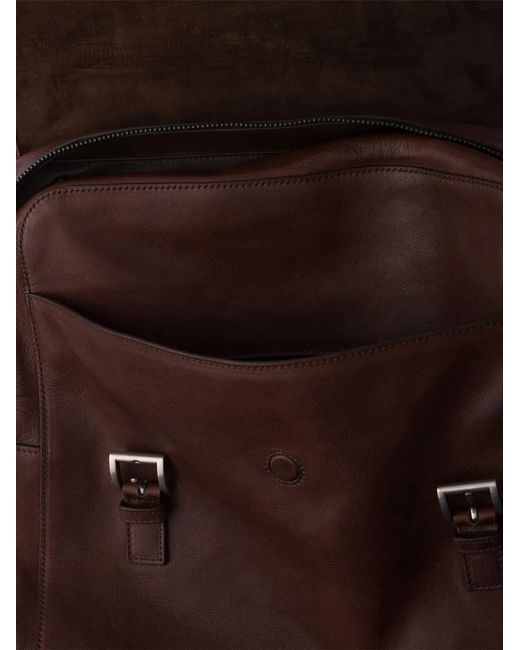 Prada Brown Buckled Leather Backpack for men