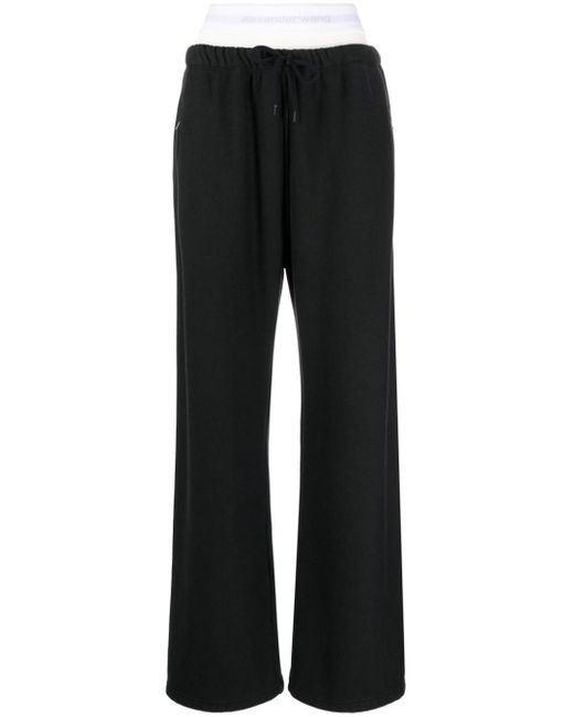 Pantalon de jogging en coton à design superposé Alexander Wang en coloris Black
