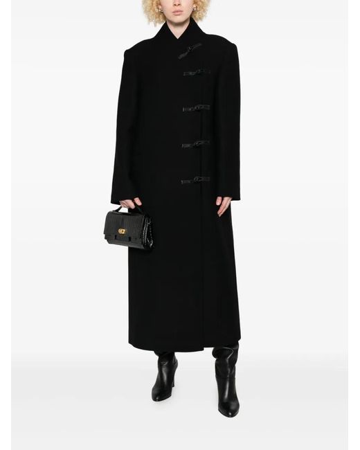 Rohe Black Band-Collar Toggle Coat