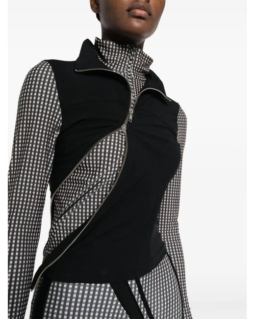 OTTOLINGER Black Layered Checked High-Neck Top