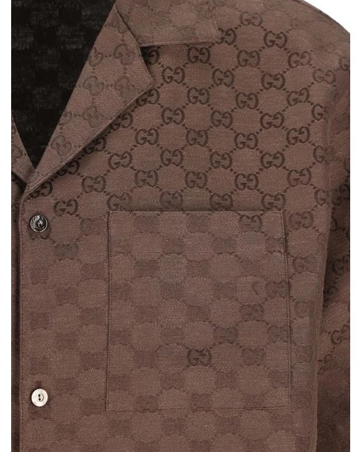 Gucci Brown 'Disco' Bowling Shirt for men