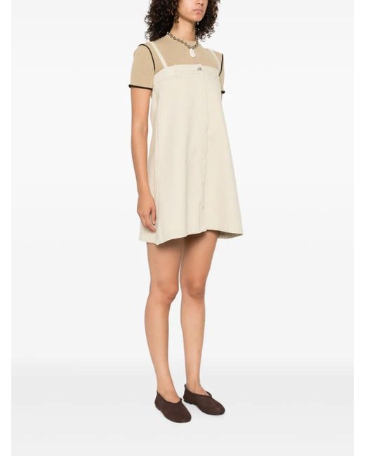 Nanushka Natural Button-Front Sleeveless Mini Dress