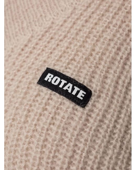 ROTATE BIRGER CHRISTENSEN Natural Logo-Patch V-Neck Sweater