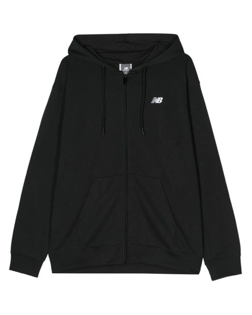 New Balance Black Embroidered-Logo Zipped Hoodie for men