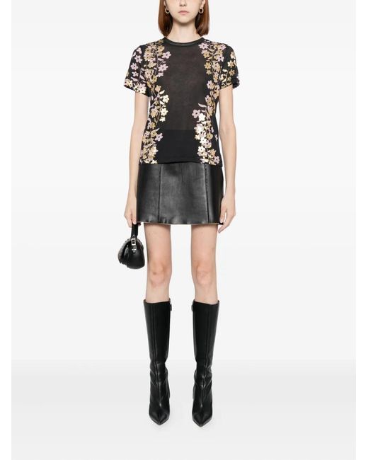Cynthia Rowley Black Foil-Print T-Shirt