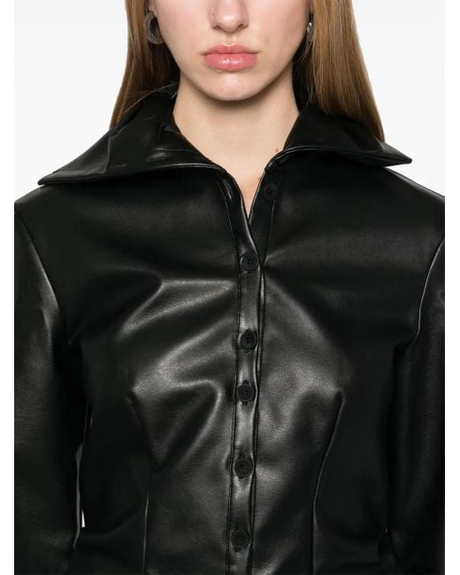 Elena Velez Black Faux-Leather Shirt