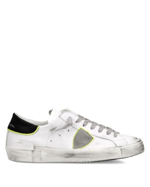Philippe Model White Worn-Look Low-Top Sneakers for men
