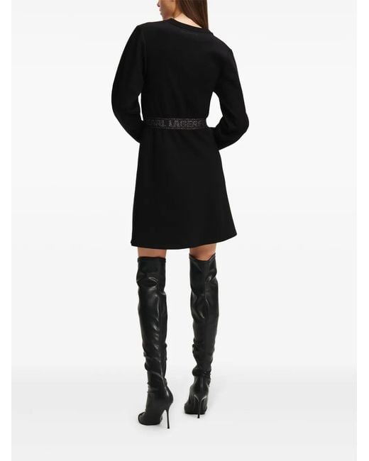 Karl Lagerfeld Black Glitter Logo-Tape Dress