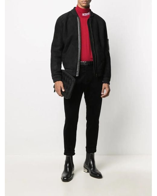 Liska Black Ribbed Trim Bomber Jacket for men
