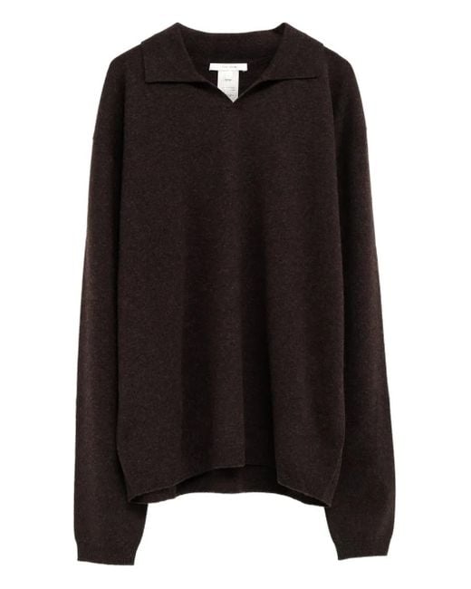 メンズ The Row ポロカラー カシミアセーター Black