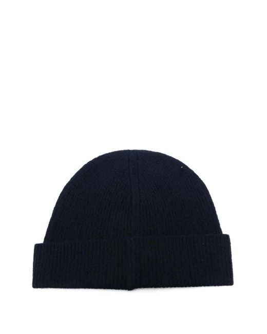 A.P.C. Blue Embroidered-Logo Beanie for men