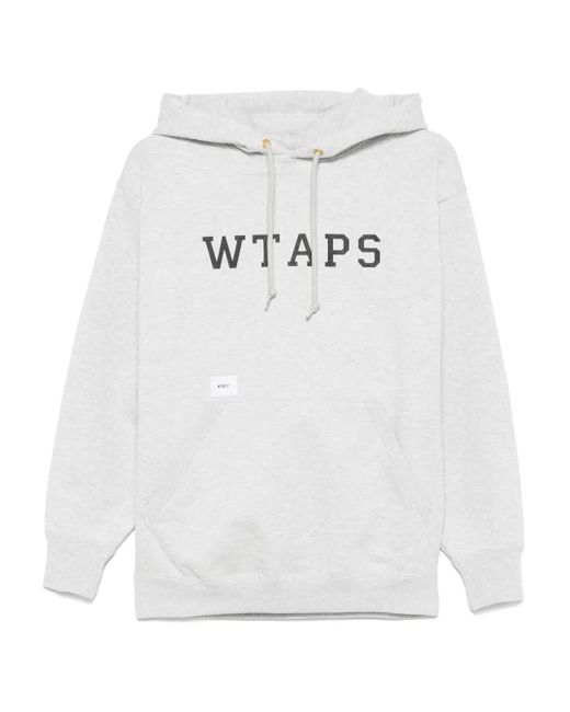 (w)taps White Academy Logo Hoodie for men