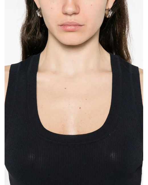 P.A.R.O.S.H. Black Haut En Maille Nervurée