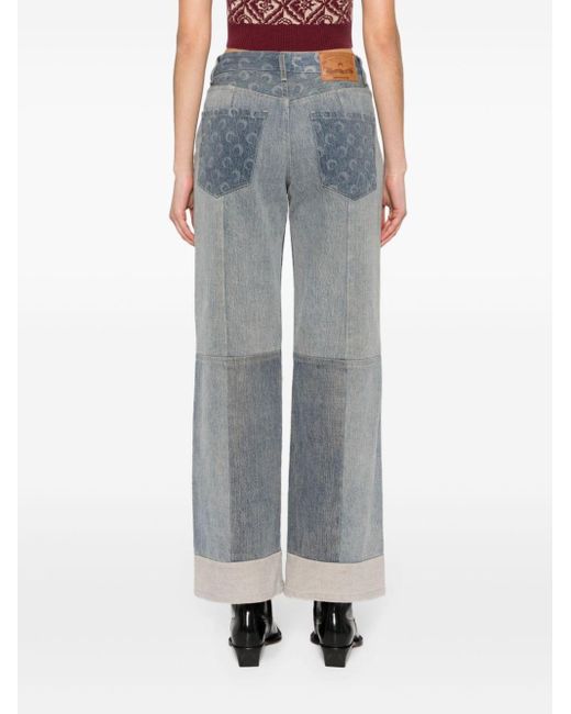 MARINE SERRE Blue Mid-rise Straight-leg Jeans