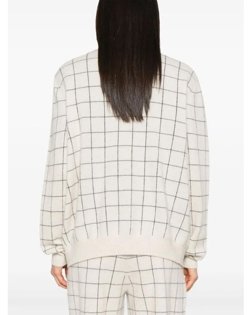 Frenckenberger Natural Windowpane-Pattern Cardigan