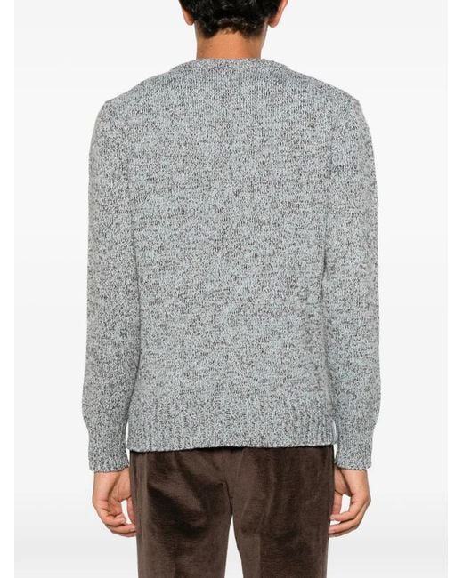 Doppiaa Gray Marl-Knit Crew-Neck Sweater for men