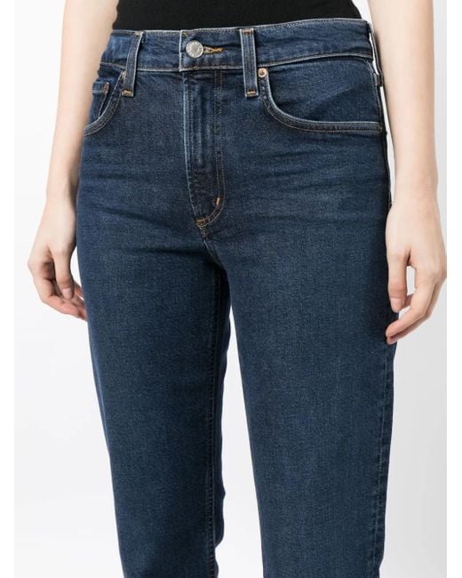 Agolde Blue Kye Straight-Leg Cropped Jeans