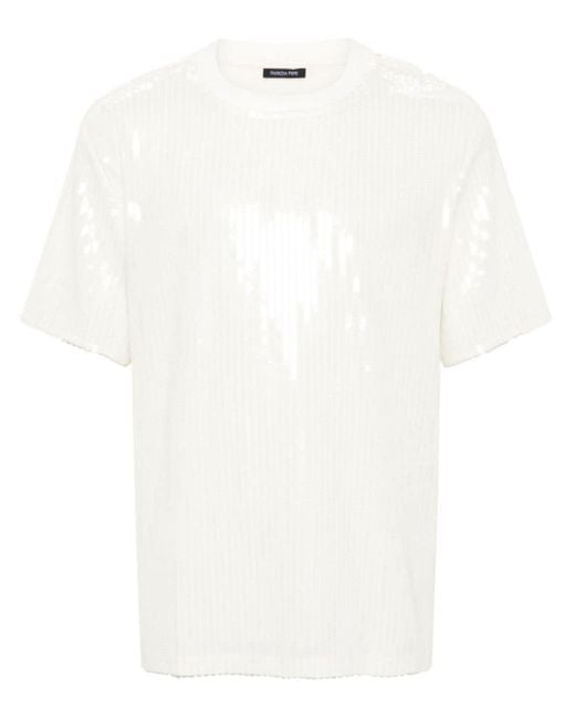 Patrizia Pepe White Sequined Short-sleeve T-shirt for men