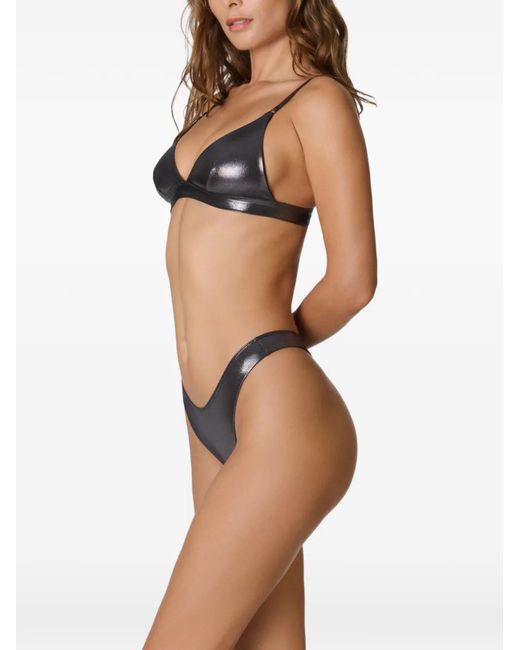 Maison Close Gray Metallic-Effect Bikini Bottoms