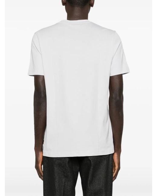 Boss White Printed-Artwork T-Shirt for men
