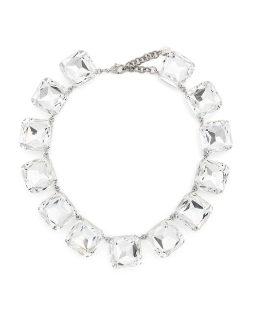 Moschino White Halskette mit Kristallverzierung