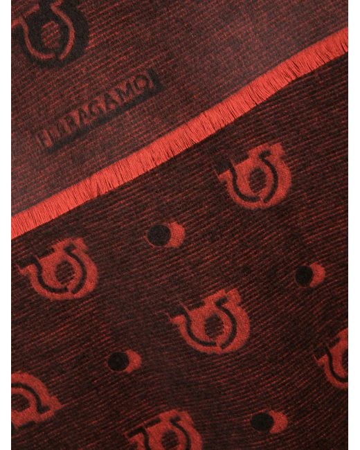 Ferragamo Brown Patterned-Jacquard Silk Scarf