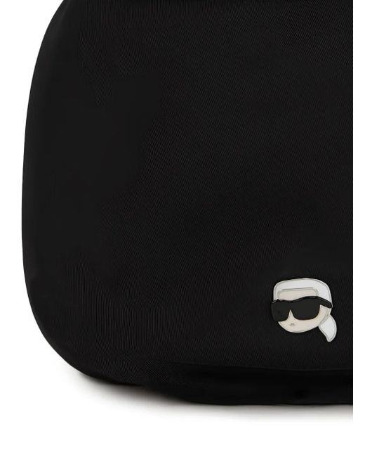 Karl Lagerfeld Black Small Ikon Drawstring Bucket Bag