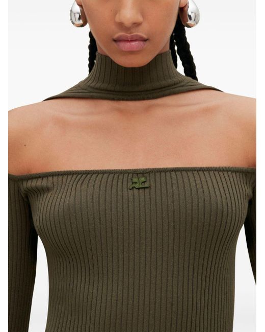 Courreges Green Cut-out Ribbed Jumper