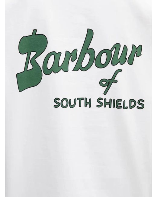 Barbour White Logo-Print T-Shirt for men