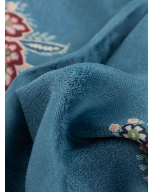 Etro Blue Scarf With Decorative Pattern