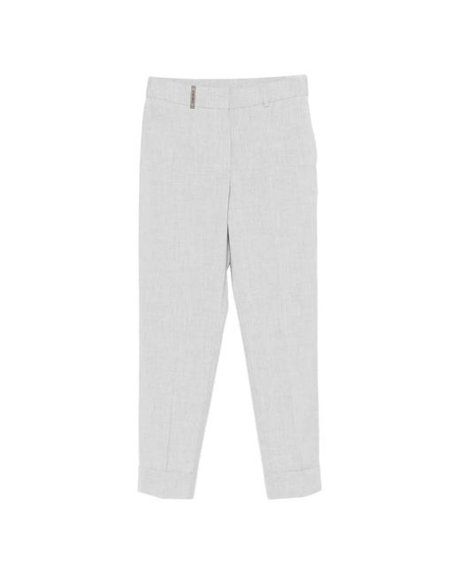 Peserico White Cuffed Tailored Trousers