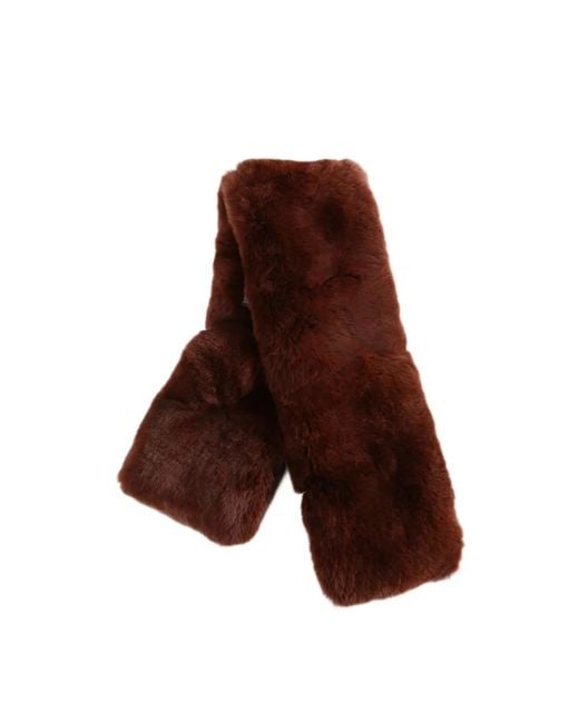 Yves Salomon Brown Shearling-Effect Scarf